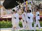 2月4日，在柬埔寨首都金邊，柬埔寨太后莫尼列（前左一）和國王西哈莫尼（前左二）出席太皇西哈努克遺體火化儀式。