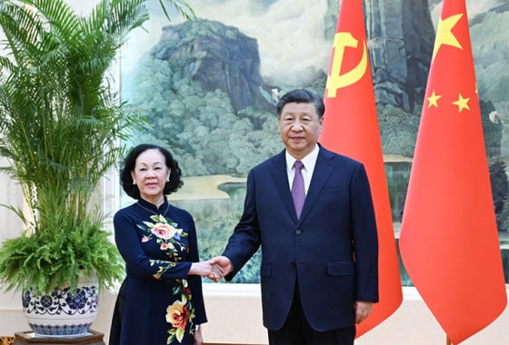 習近平會見越共中央政治局委員、中央書記處常務書記、中組部部長張氏梅
